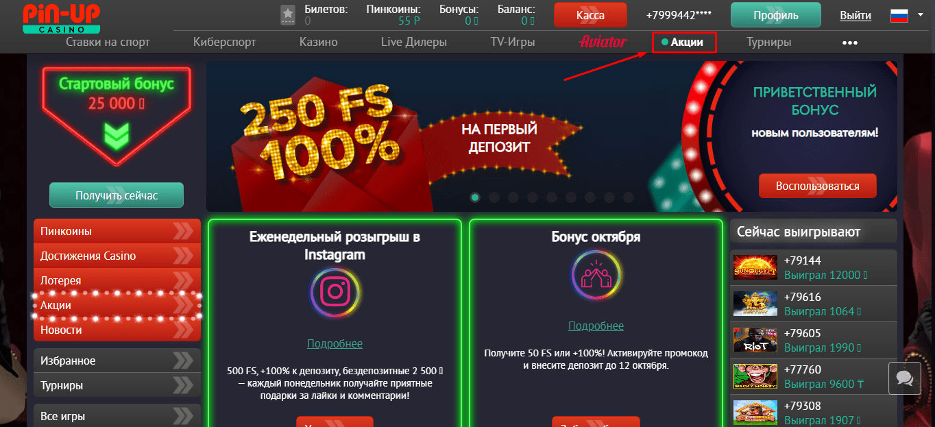 Какие бонусы предлагает Pin Up